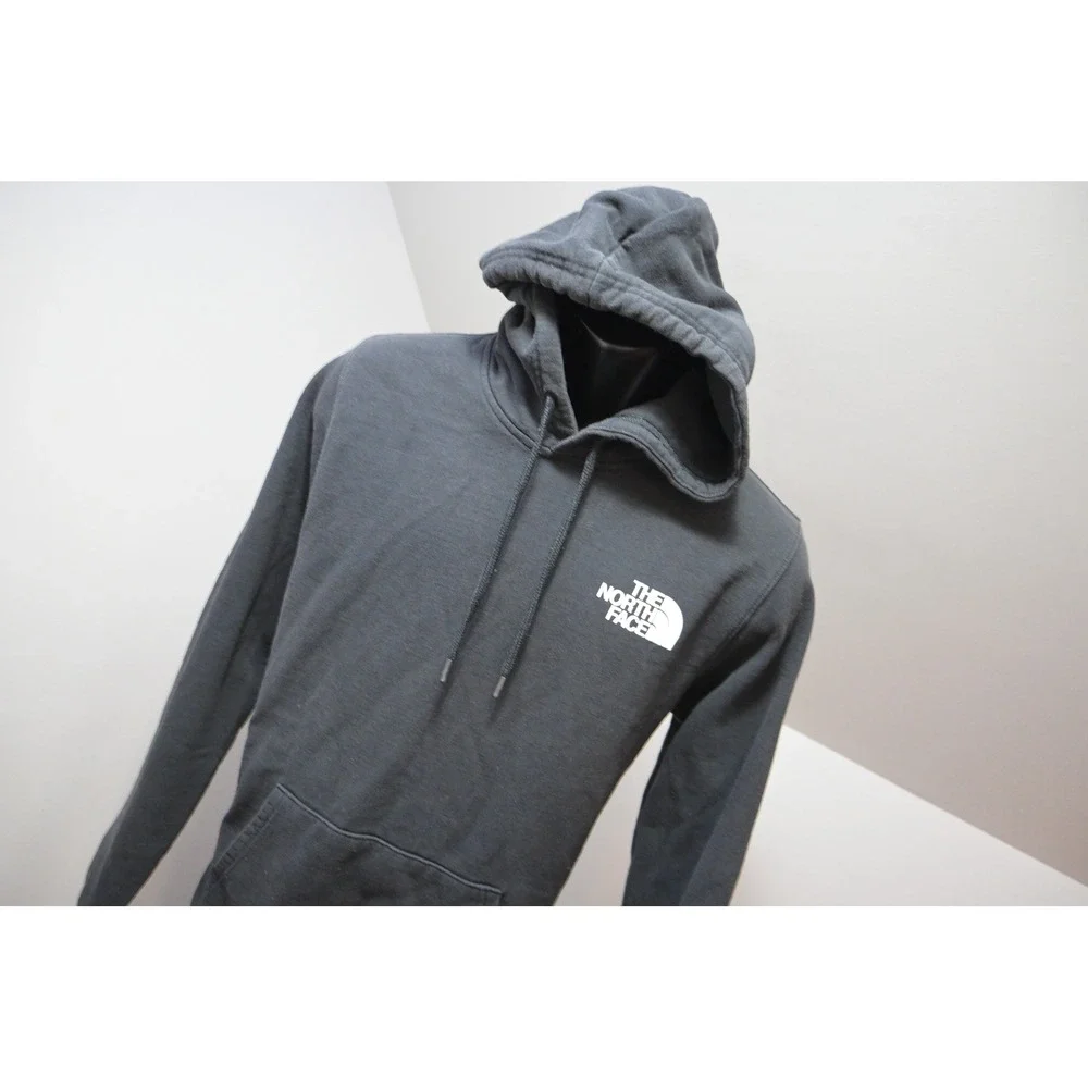 The North Face Hoodie Mens Medium Black Pullover Graphic Logo Fleece Excellent